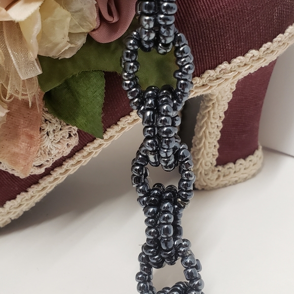 Hematite Beaded Double Chain Link Seed Bead Necklace Handmade Statement Necklace - Picture 7 of 7